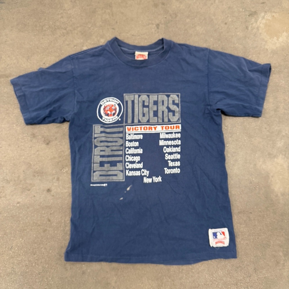 Vintage 80's Detroit Tigers Single Stitch T Shirt Adult Size L 1989 Nutmeg MLB‎